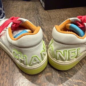 RARE NEON CHANEL Sneakers with White, Green, Blue, Pink and Orange Accents🤍💚🩵💗🧡